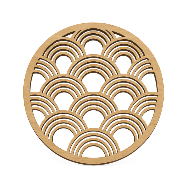 Dessous de verre en bois motif japonais seigaiha