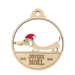boule de Noël en bois teckel